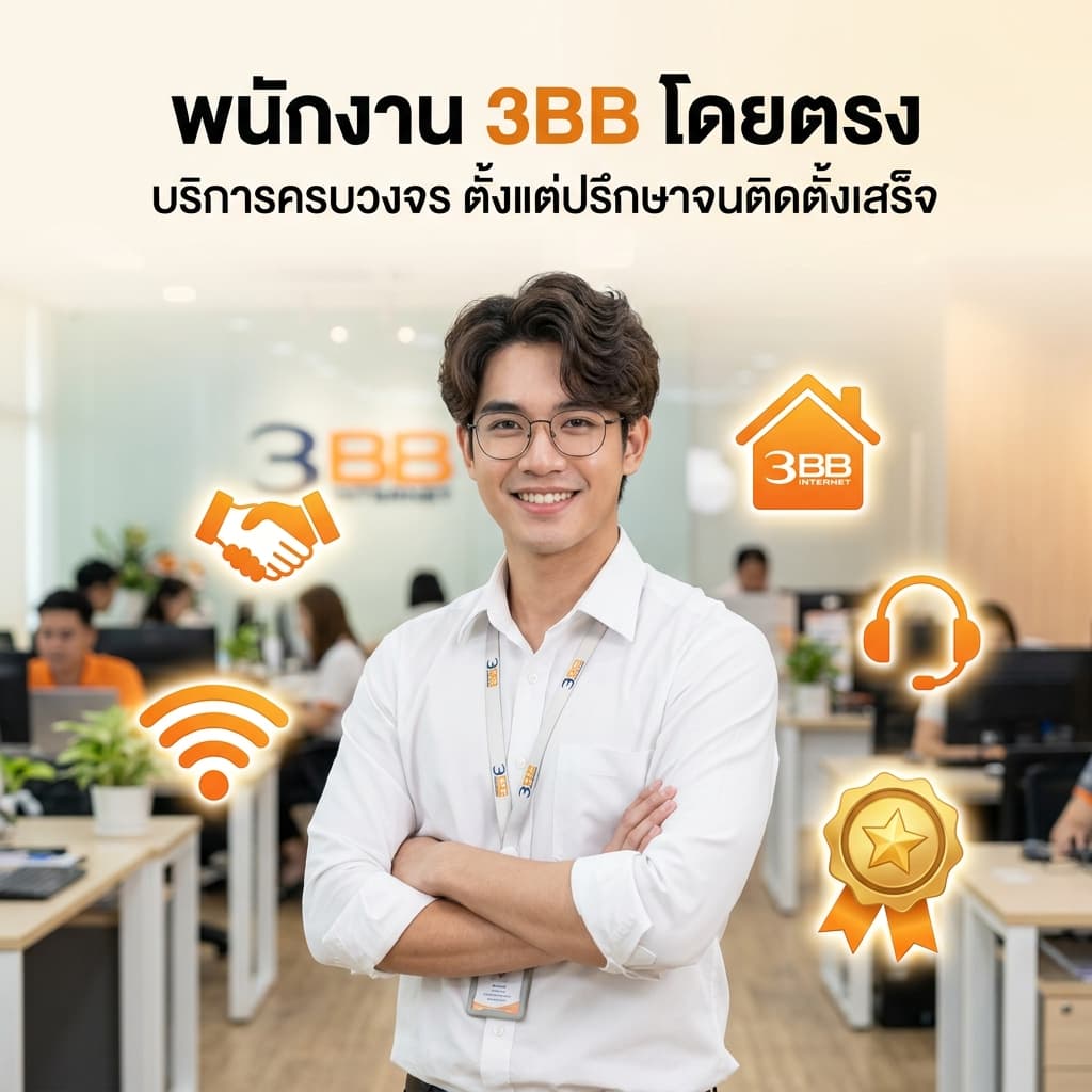 พนักงาน 3BB โดยตรง - บริการครบวงจร ตั้งแต่ปรึกษาจนติดตั้งเสร็จ